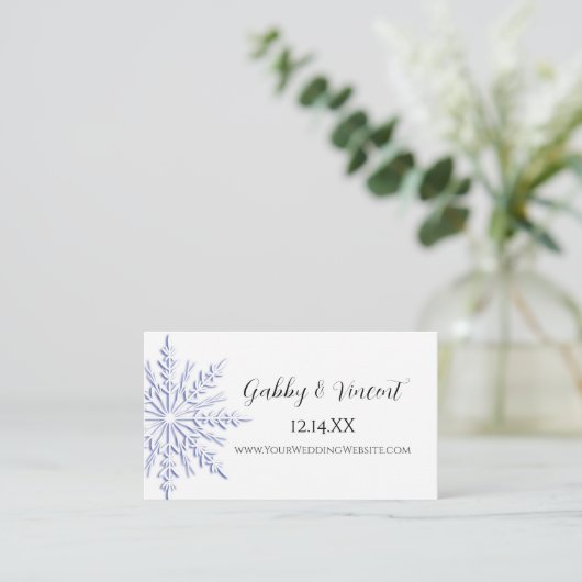 Blue Snowflake Winter Wedding Website Kaart (Staand voorkant)