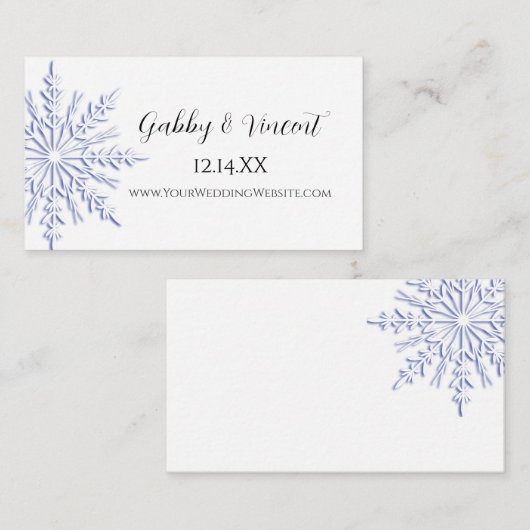 Blue Snowflake Winter Wedding Website Kaart (Voorkant / Achterkant)