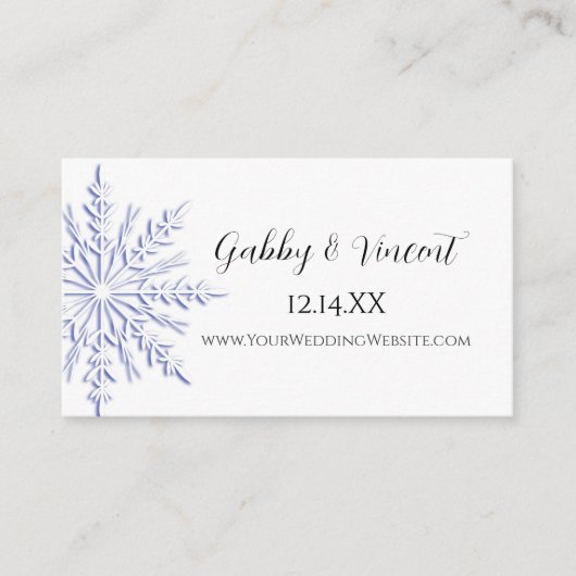 Blue Snowflake Winter Wedding Website Kaart (Voorkant)