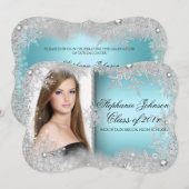 Blue Snowflake Winter Wonderland Afstuderen Kaart (Voorkant / Achterkant)