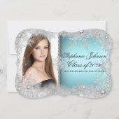 Blue Snowflake Winter Wonderland Afstuderen Kaart (Voorkant)