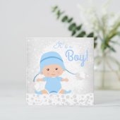Blue Snowflake Winter Wonderland Baby shower Kaart (Staand voorkant)