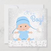 Blue Snowflake Winter Wonderland Baby shower Kaart (Voorkant)