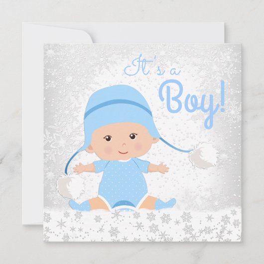 Blue Snowflake Winter Wonderland Baby shower Kaart (Voorkant)