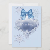 Blue Snowflake Winter Wonderland Baby shower Kaart (Voorkant)