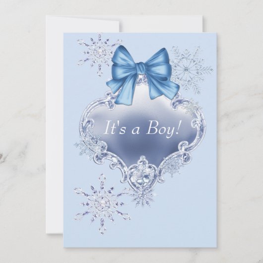 Blue Snowflake Winter Wonderland Baby shower Kaart (Voorkant)