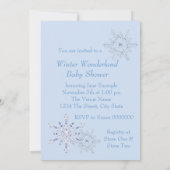 Blue Snowflake Winter Wonderland Baby shower Kaart (Achterkant)