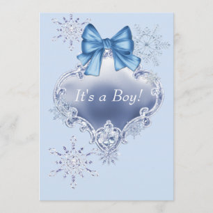Blue Snowflake Winter Wonderland Baby shower Kaart