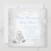 Blue Snowflake Winter Wonderland Baby shower Kaart (Achterkant)