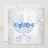 Blue Snowflake Winter Wonderland Baby shower Kaart (Voorkant)