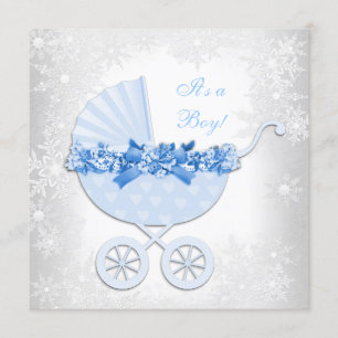 Blue Snowflake Winter Wonderland Baby shower Kaart