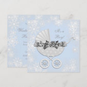 Blue Snowflake Winter Wonderland Baby shower Kaart (Voorkant / Achterkant)