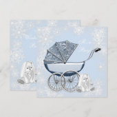 Blue Snowflake Winter Wonderland Baby shower Kaart (Voorkant / Achterkant)