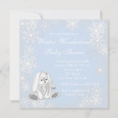 Blue Snowflake Winter Wonderland Baby shower Kaart (Achterkant)