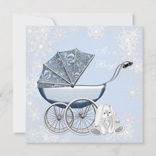 Blue Snowflake Winter Wonderland Baby shower Kaart (Voorkant)