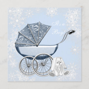 Blue Snowflake Winter Wonderland Baby shower Kaart