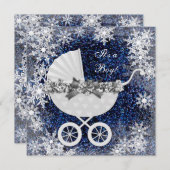 Blue Snowflake Winter Wonderland Baby shower Kaart (Voorkant / Achterkant)