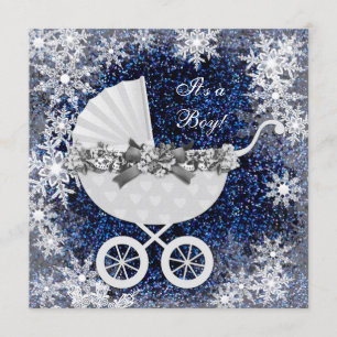Blue Snowflake Winter Wonderland Baby shower Kaart