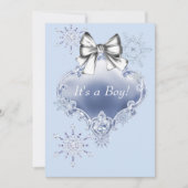 Blue Snowflake Winter Wonderland Baby shower Kaart (Voorkant)
