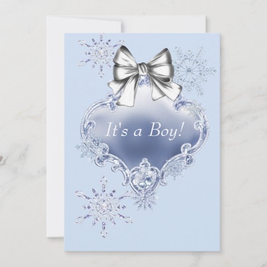 Blue Snowflake Winter Wonderland Baby shower Kaart (Voorkant)