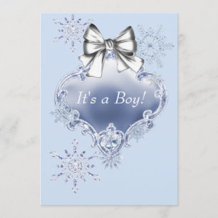 Blue Snowflake Winter Wonderland Baby shower Kaart