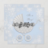 Blue Snowflake Winter Wonderland Baby shower Kaart (Voorkant / Achterkant)