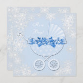 Blue Snowflake Winter Wonderland Baby shower Kaart (Voorkant / Achterkant)