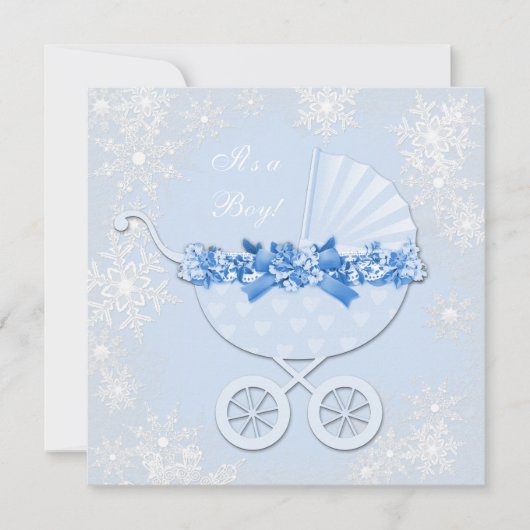 Blue Snowflake Winter Wonderland Baby shower Kaart (Voorkant)