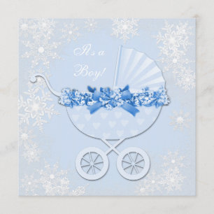 Blue Snowflake Winter Wonderland Baby shower Kaart