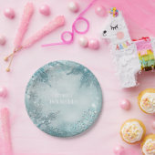 Blue Snowflake Winter Wonderland Elegant Party Papieren Bordje (Feest)