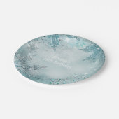 Blue Snowflake Winter Wonderland Elegant Party Papieren Bordje (Gekanteld)