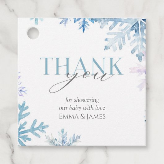 Blue Snowflake Winter Wonderland Gift Label (Voorkant)