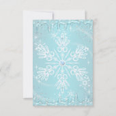 Blue Snowflake Winter Wonderland Sweet 16 Invite RSVP Kaartje (Achterkant)