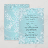 Blue Snowflake Winter Wonderland Sweet 16 Invite RSVP Kaartje (Voorkant / Achterkant)