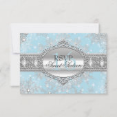 Blue Snowflake Winter Wonderland Sweet 16 RSVP (Voorkant)