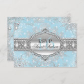 Blue Snowflake Winter Wonderland Sweet 16 RSVP (Voorkant / Achterkant)