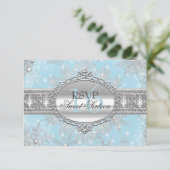 Blue Snowflake Winter Wonderland Sweet 16 RSVP Kaartje (Staand voorkant)