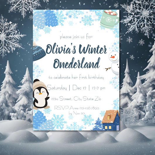 Blue Snowflake Winter Wonderland Verjaardag Kaart