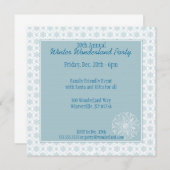 Blue Snowflake Wonderland Party-uitnodigingen Kaart (Voorkant / Achterkant)