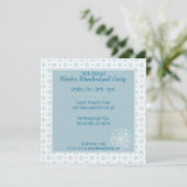 Blue Snowflake Wonderland Party-uitnodigingen Kaart (Staand voorkant)