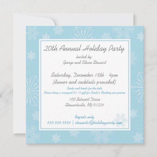 Blue Snowflake Wonderland Party-uitnodigingen Kaart (Voorkant)