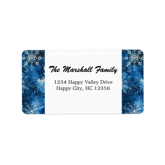 Blue Snowflakes Adres Etiket (Voorkant)