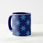 Blue Snowflakes Art Mug Cup Mok (Voorkant links)