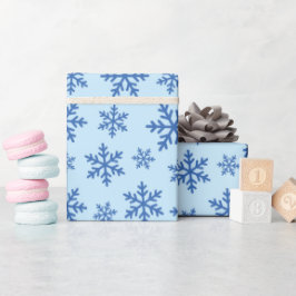 Blue Snowflakes Art Winter Verjaardag Gift Naadloo Cadeaupapier