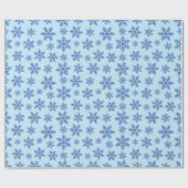 Blue Snowflakes Art Winter Verjaardag Gift Naadloo Cadeaupapier (Vlak)