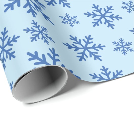Blue Snowflakes Art Winter Verjaardag Gift Naadloo Cadeaupapier (Rol Hoek)