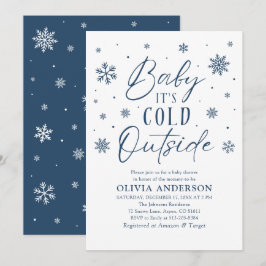 Blue Snowflakes Baby Het is koud buiten Baby showe Kaart