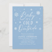 Blue Snowflakes Baby Het is koud buiten Baby showe Kaart (Voorkant)