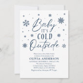 Blue Snowflakes Baby Het is koud buiten Baby showe Kaart (Voorkant)