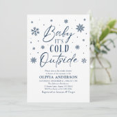 Blue Snowflakes Baby Het is koud buiten Baby showe Kaart (Staand voorkant)
